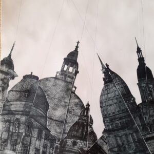 Cambalache 90 x 70 Punta seca sobre tetrapak 2024