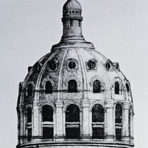 Edificio Bencich 2 30 x 40 enmarcada Punta seca sobre Tetrapak 2024